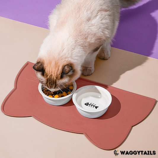 Waggytails Silicone Pet Feeding Mat - Rose Pink Cat Head
