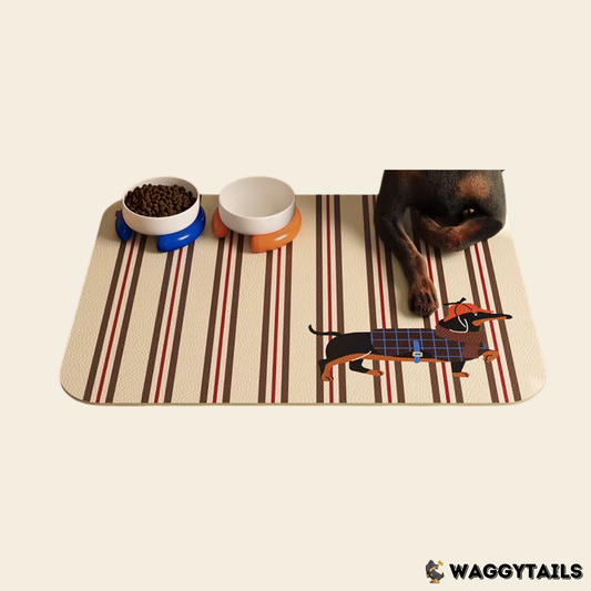 Waggytails Non-Slip PVC Pet Feeding Mat - Plaid Dachshund, page 1