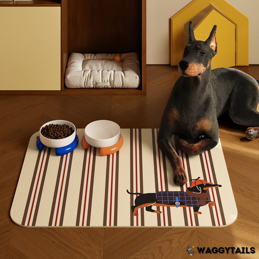 Waggytails Non-Slip PVC Pet Feeding Mat - Plaid Dachshund, page 2