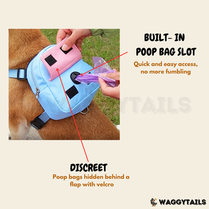 Waggytails Harness Bag in Blue, material close-up