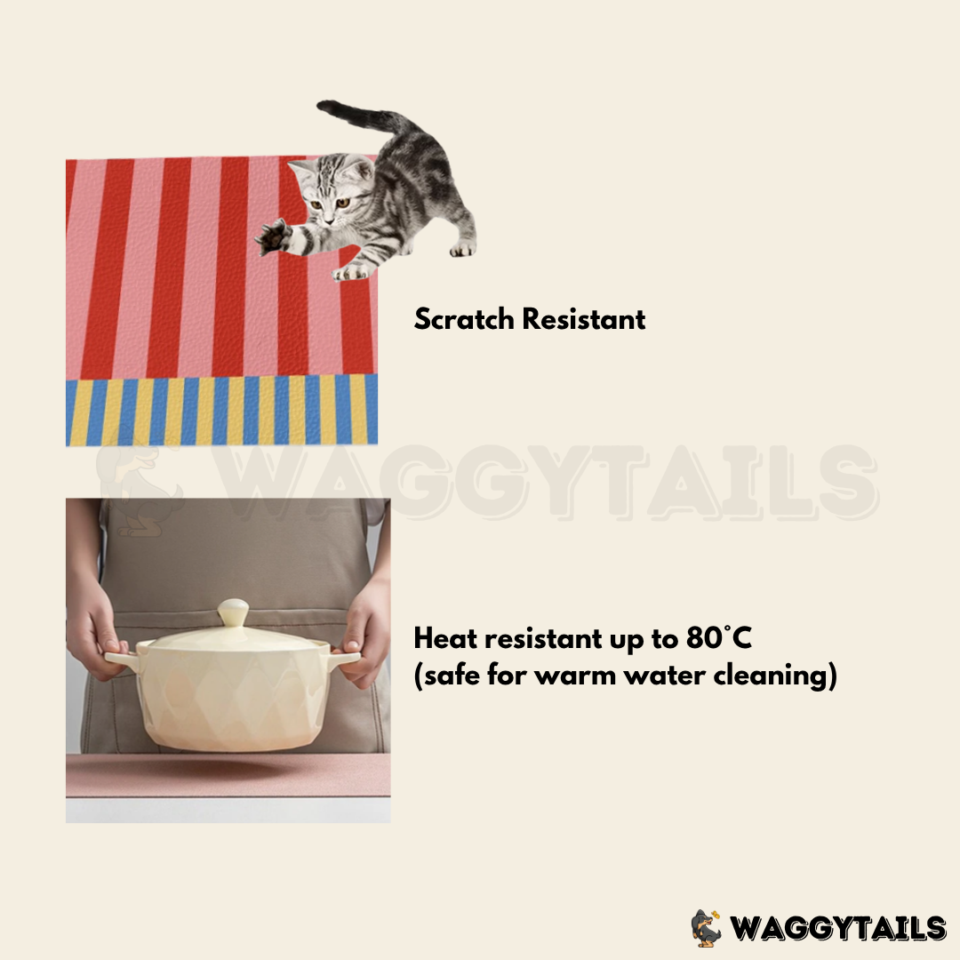 Waggytails Non-Slip PVC Pet Feeding Mat - Plaid Dachshund