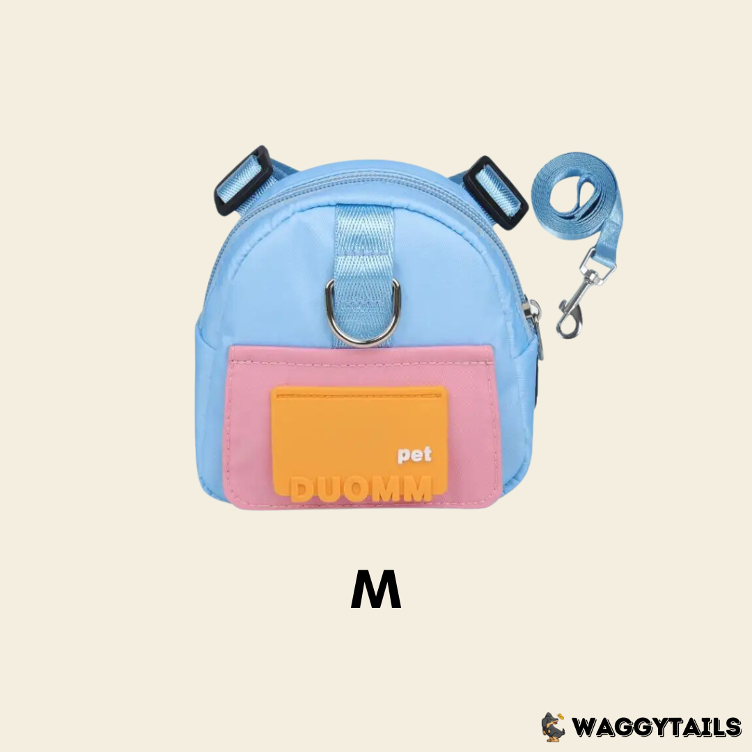 Waggytails Harness Bag in Blue, final detail view