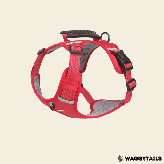 Waggytails Adjustable Reflective Dog Harness - Red
