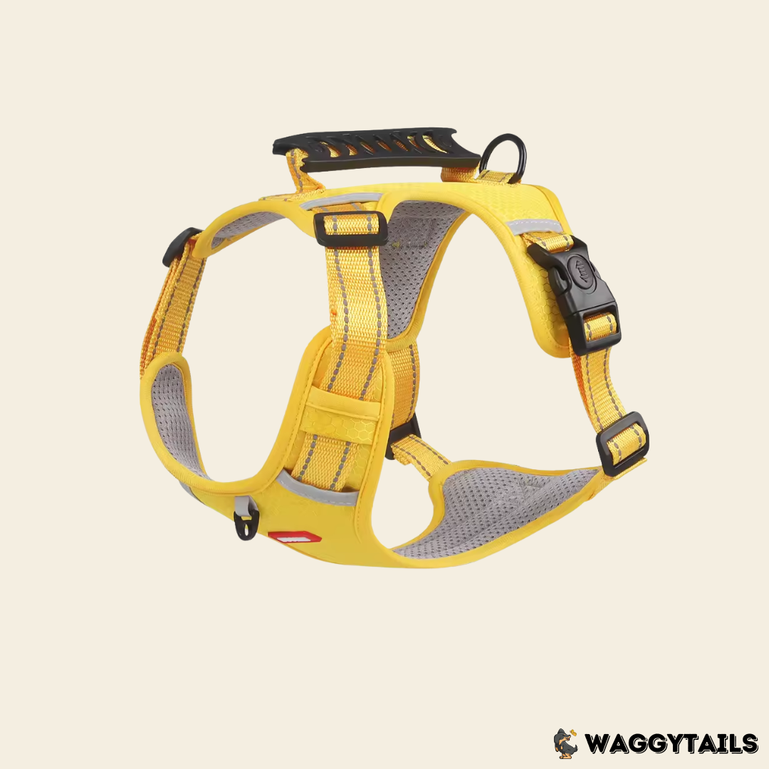 Waggytails Adjustable Reflective Dog Harness - Yellow
