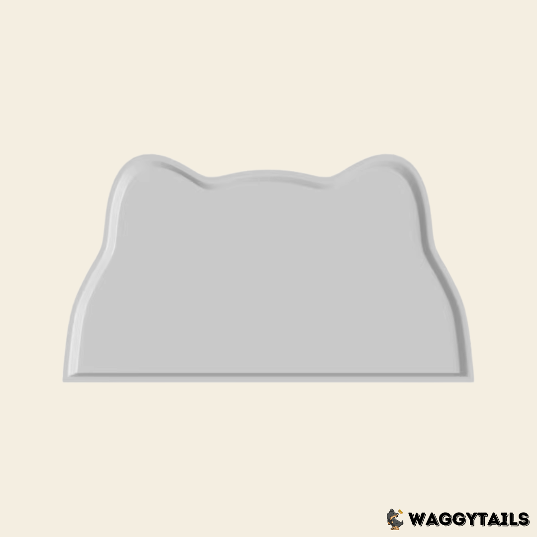 Silicone Pet Feeding Mat - Grey Cat Head