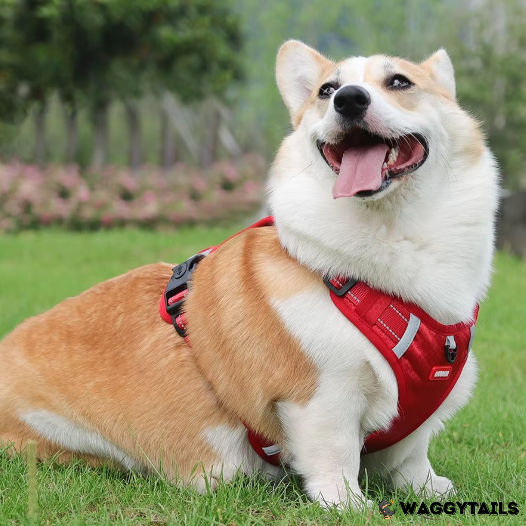 Waggytails Adjustable Reflective Dog Harness - Red