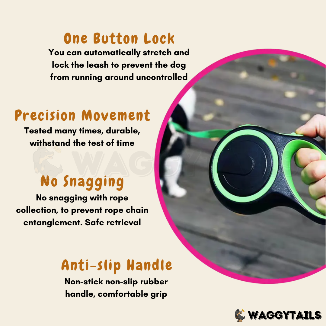 Waggytails Retractable Dog Leash - Sapphire Blue