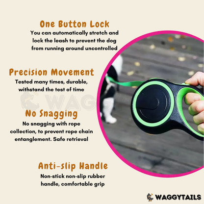 Waggytails Retractable Dog Leash - Sapphire Blue