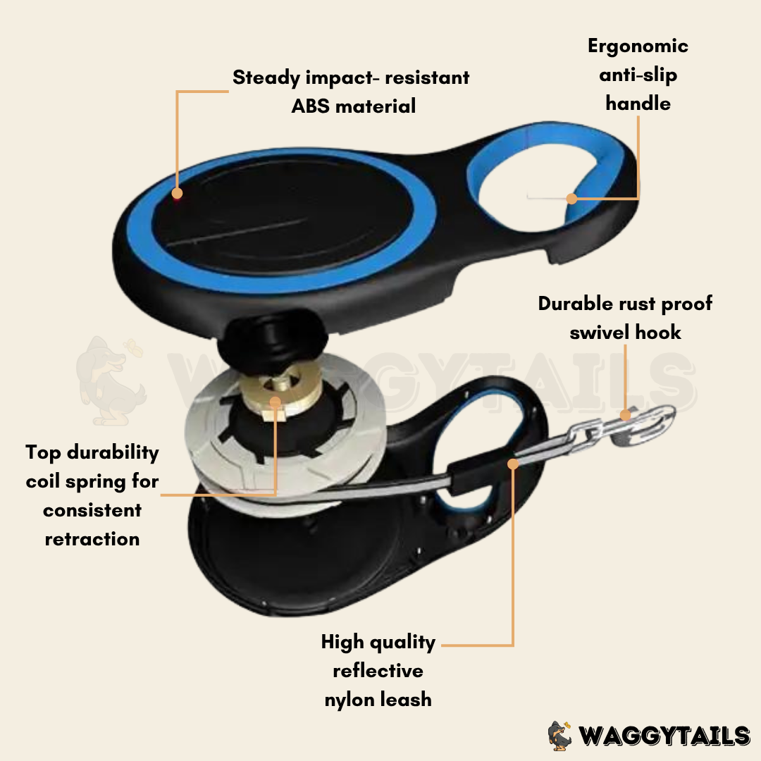 Waggytails Retractable Dog Leash - Sapphire Blue