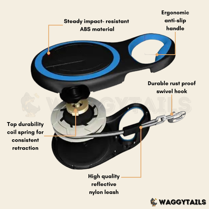 Waggytails Retractable Dog Leash - Sapphire Blue