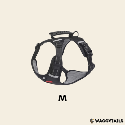 Waggytails Adjustable Reflective Dog Harness - Black