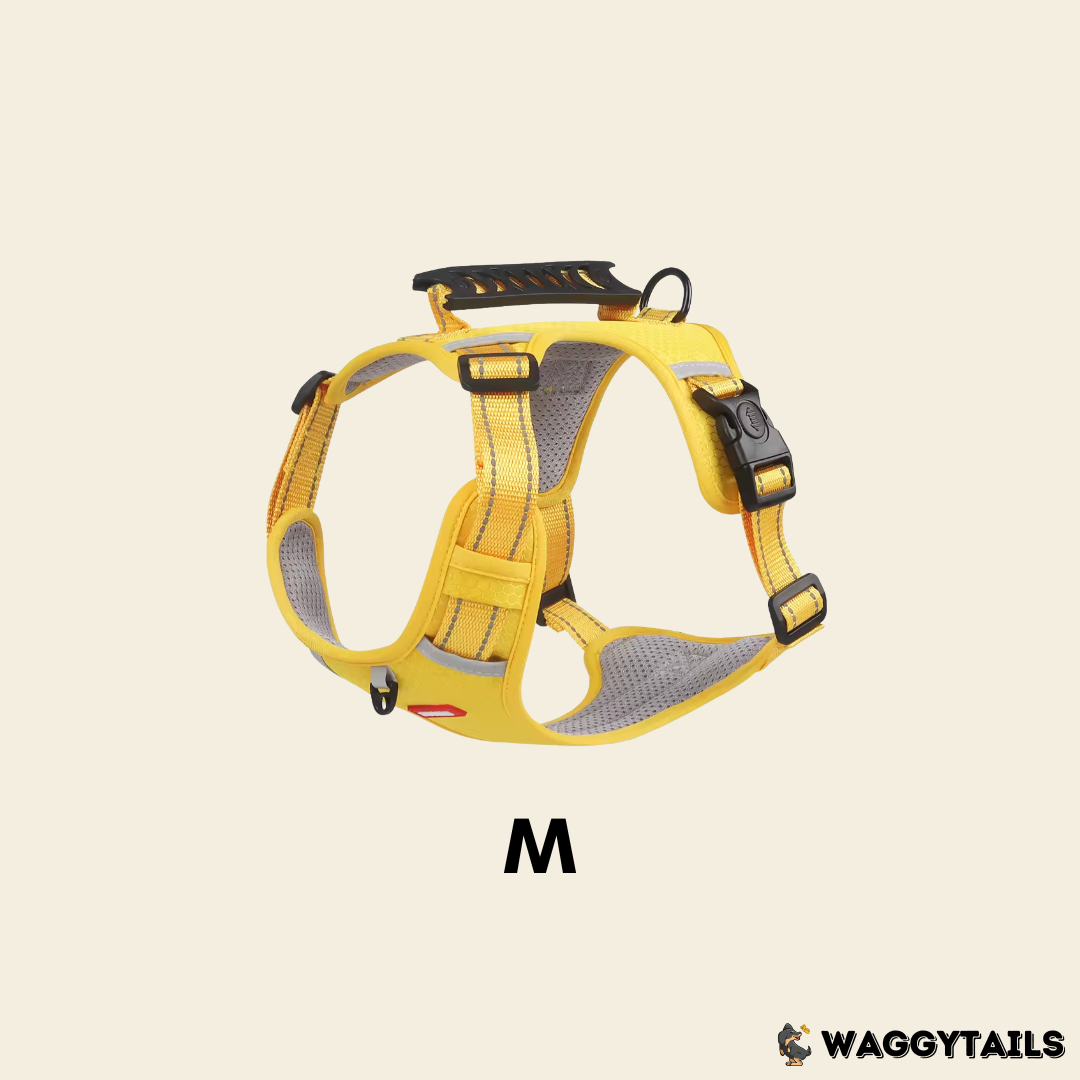 Waggytails Adjustable Reflective Dog Harness - Yellow